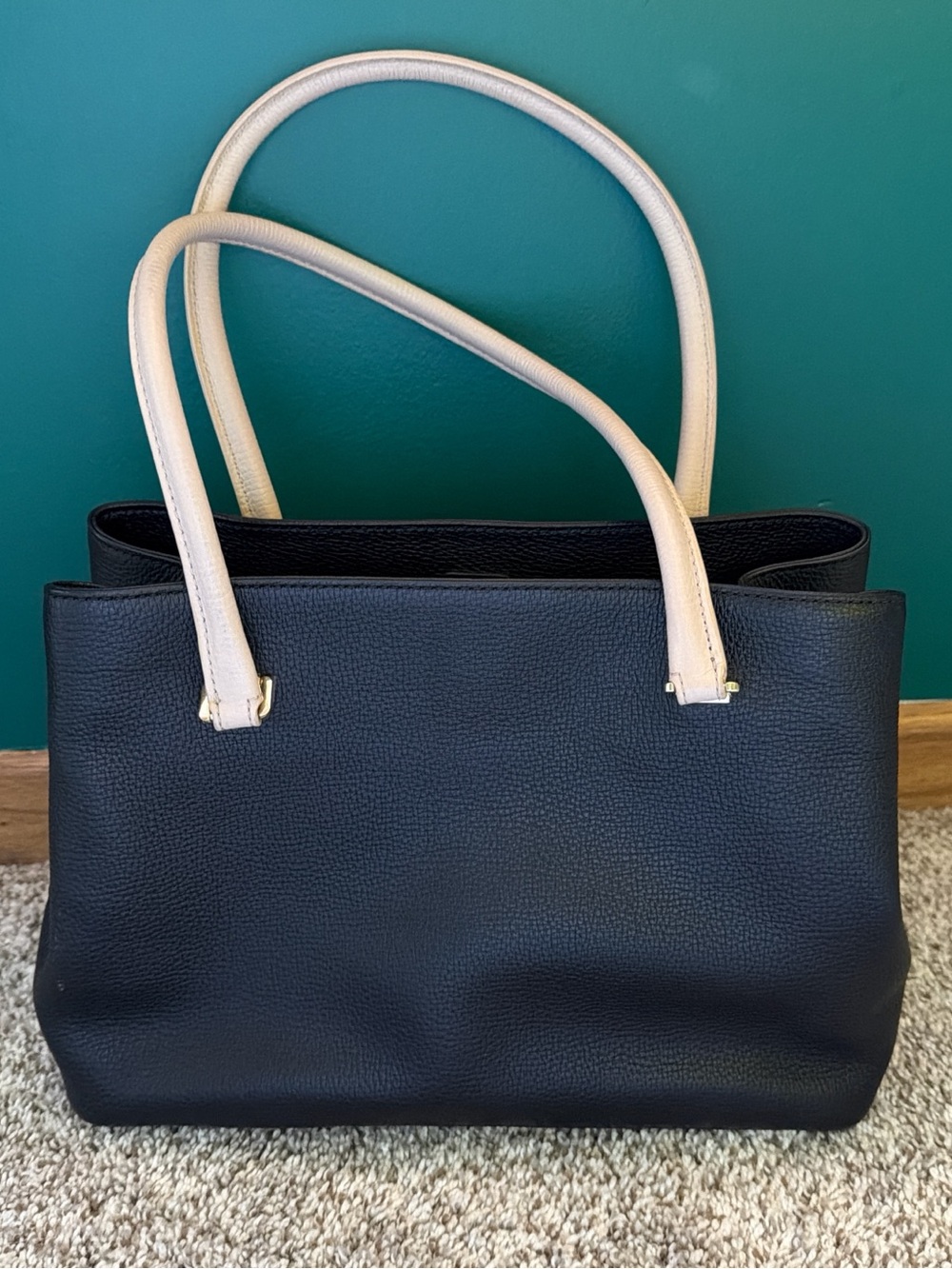 kate spade Black Tote with light pink Handles and Bow Accent - Picture 2 of 3